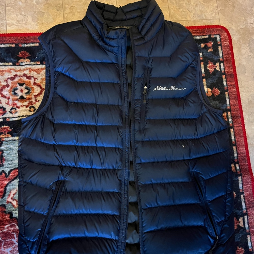 Eddie Bauer Dark Blue Quilted Down Puffer Vest